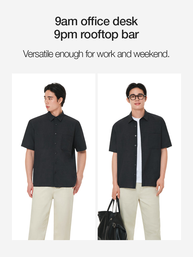Men's linen-like Short Sleeve Shirt