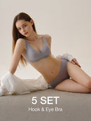 [5 SET] All-Day Fit Hook & Eye Bra (Built-In Pads)