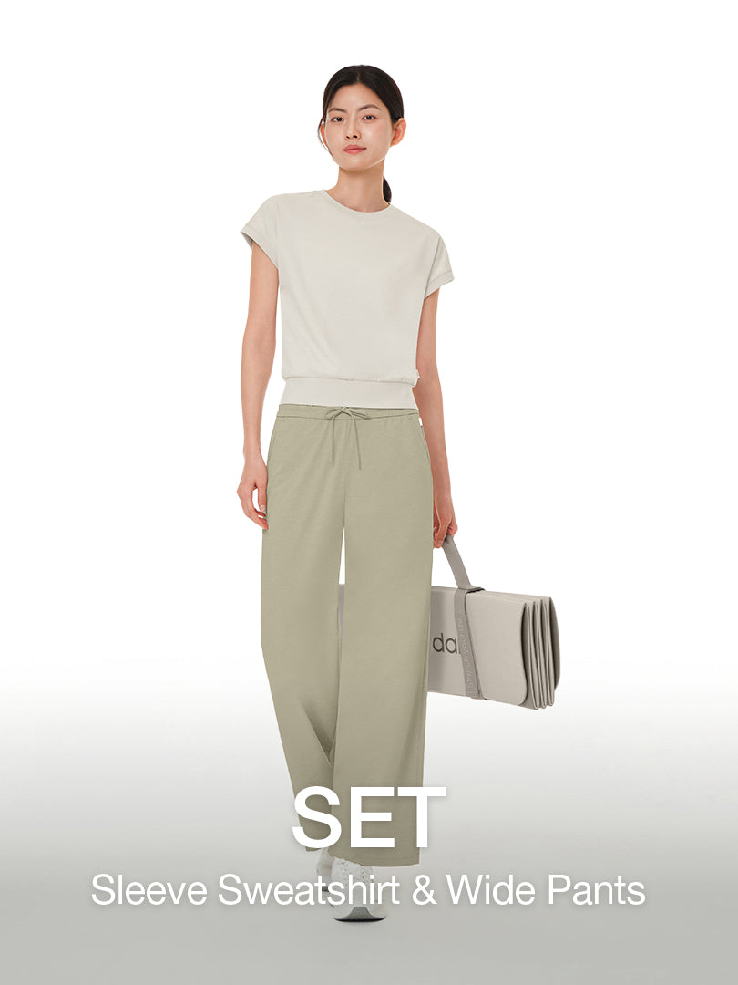 [SET] airy Fit Short Sleeve Sweatshirt & airy fit Wide Pants