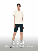 [3 SET] 2 Airy Fit Light Short Sleeves & 1 Airywin Biker Shorts