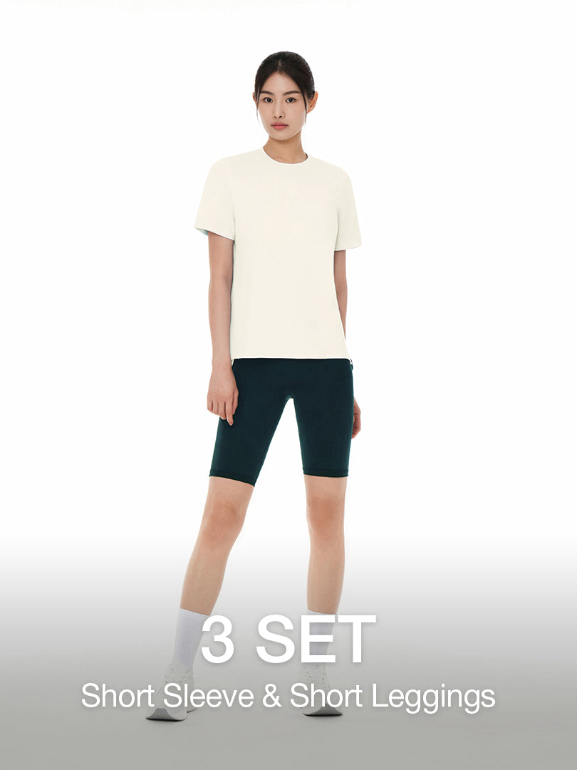 [3 SET] 2 Airy Fit Light Short Sleeves & 1 Airywin Biker Shorts