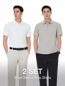 [2 SET] Men's Airy Fit Short Sleeve Polo Shirt