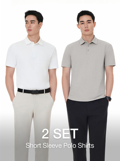 [2 SET] Men's Airy Fit Short Sleeve Polo Shirt