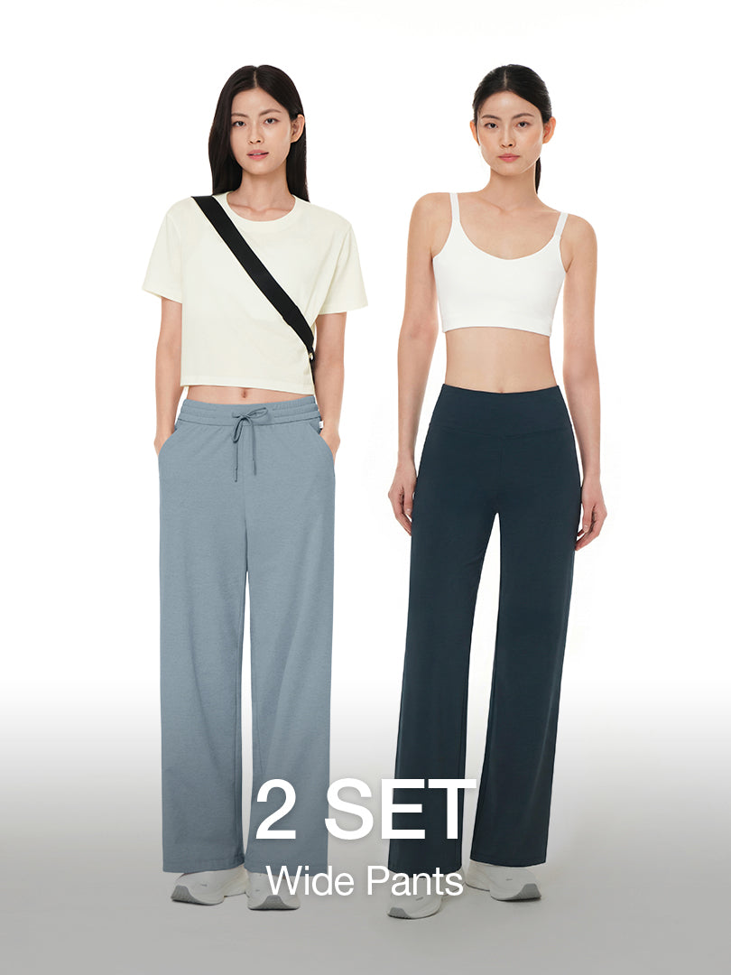 [2 SET] Airy Fit Wide Pants & Airywin Straight Pants
