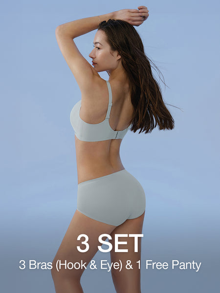 [3 SET] All-Day Fit Cooling Hook & Eye Bra (Built-In Pads)