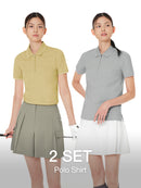 [2 SET] Airy Fit Half-Zip Short Sleeve Polo Shirt