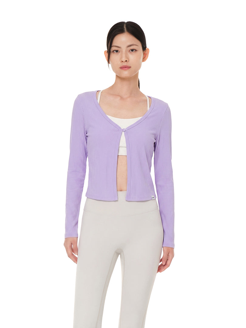 ribbed Single Button Long Sleeve