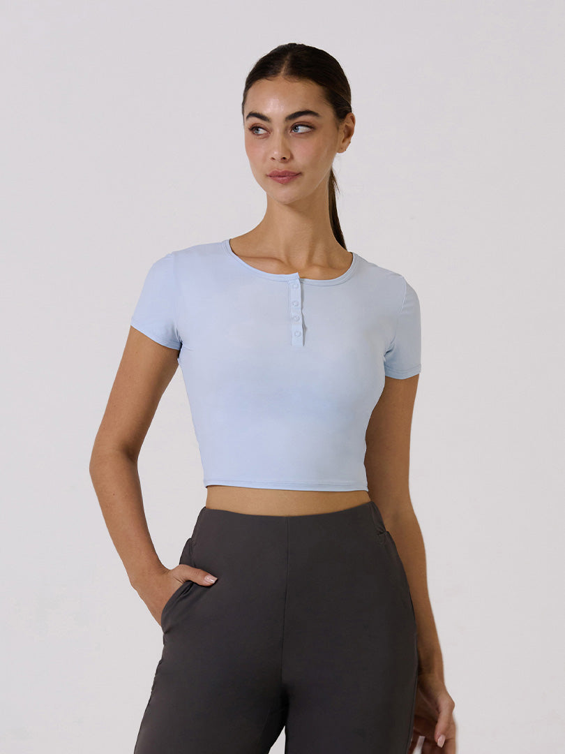 Icefresh Cropped Short Sleeve with Button