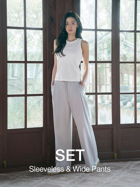 [SET] airst Wide Pants & Ribbed Sleeveless