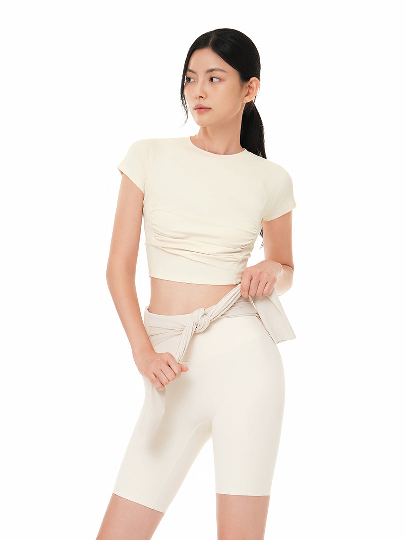 Airtouch Ruched Cropped Short Sleeve