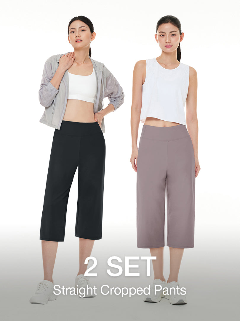 [2 SET] Airywin Straight Cropped Pants