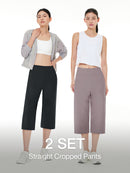 [2 SET] Airywin Straight Cropped Pants