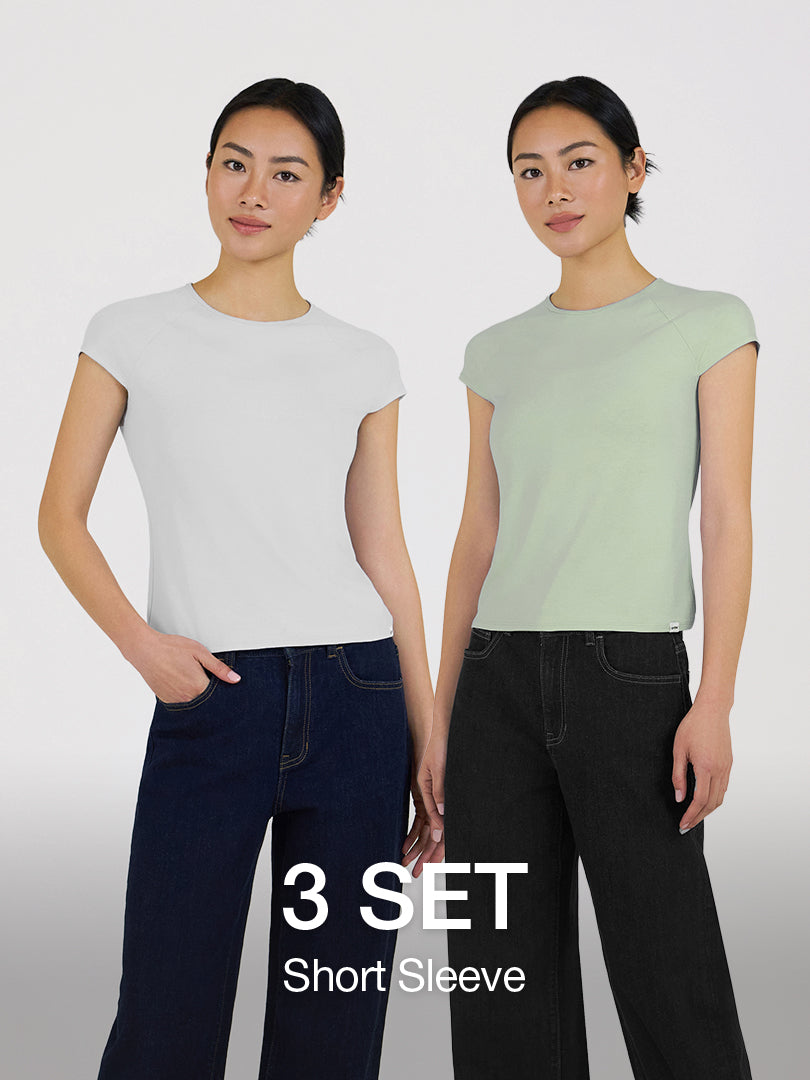 [3 SET] Comfytension Slim Fit Short Sleeve