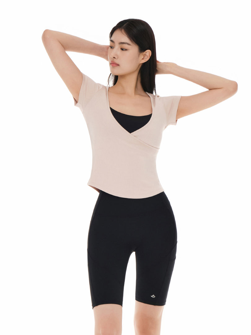 Fresh Ribbed Wrap Short Sleeve