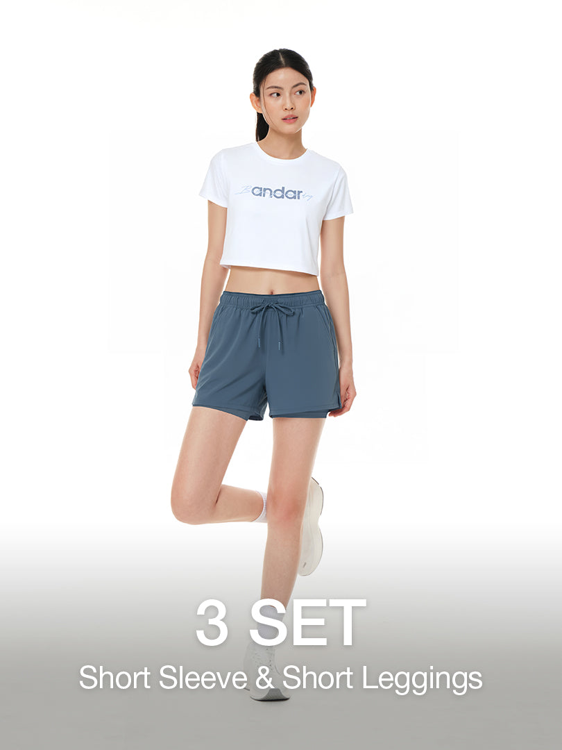 [3 SET] 2 Cottonlight Short Sleeve & 1 Airst 2 in 1 Shorts