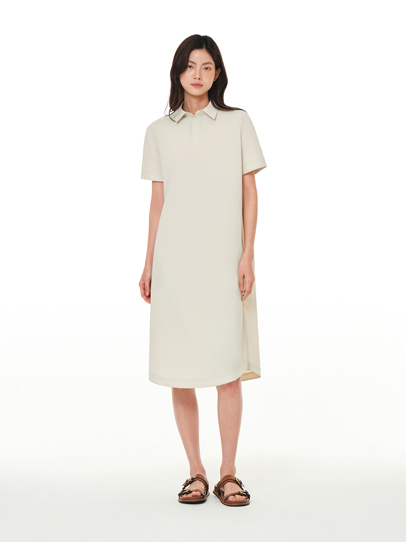 woven Breeze Polo Neck Maxi Dress
