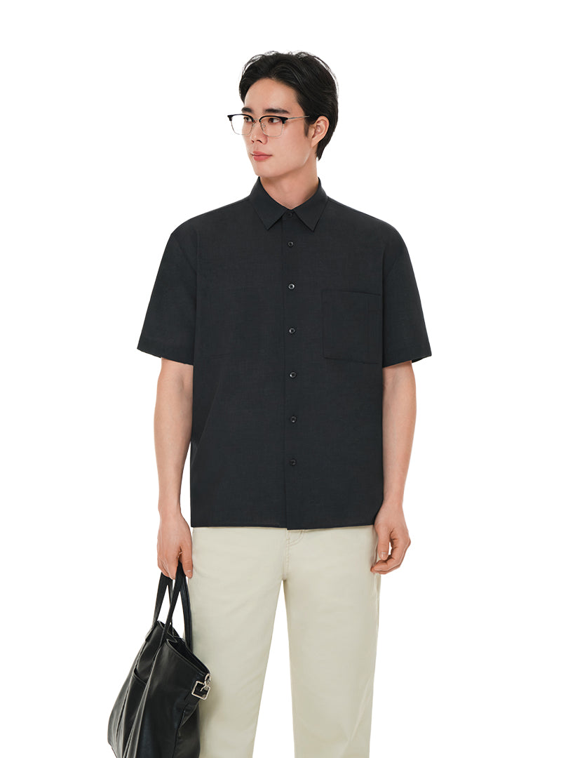 Men's Linen-Like Short Sleeve Shirt