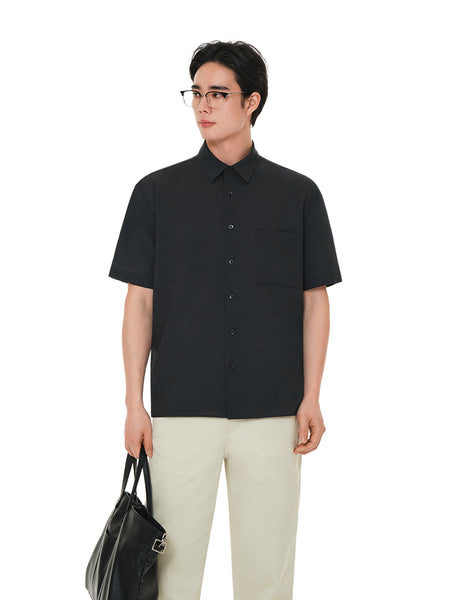 Men's Linen-Like Short Sleeve Shirt