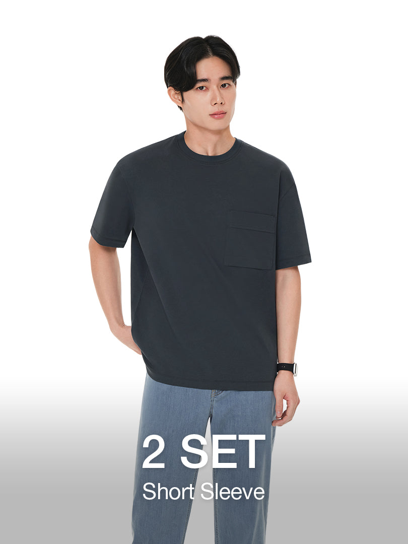 [2 SET] Men's Stay-Cool Pocket Short Sleeve