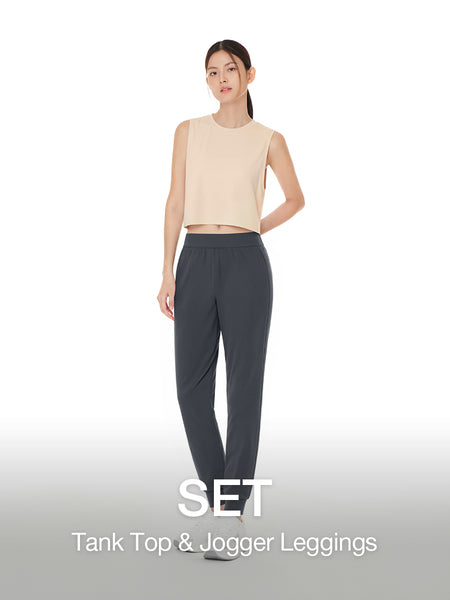 [SET] Airy Fit Cropped Tank Top (Standard Fit) & Airyfre Jogger Leggings