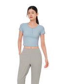 [Outlet] Icefresh Cropped Short Sleeve with Button