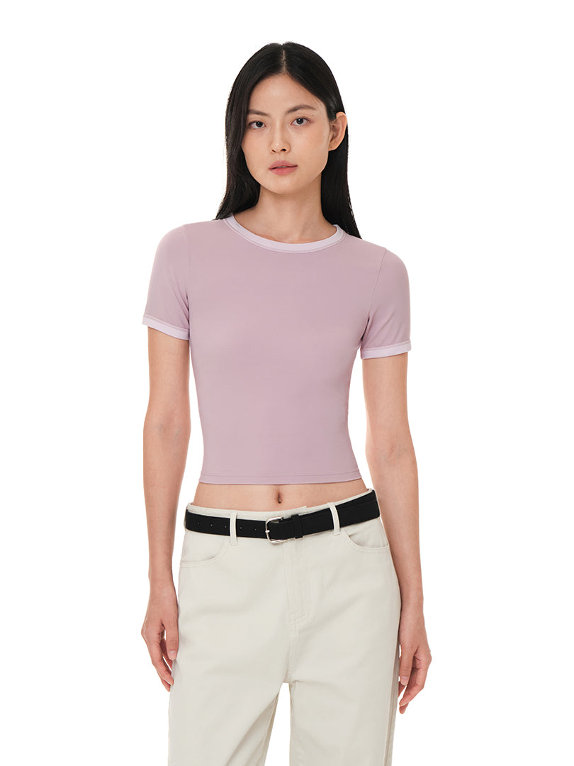 Softension Contrast Cropped Short Sleeve