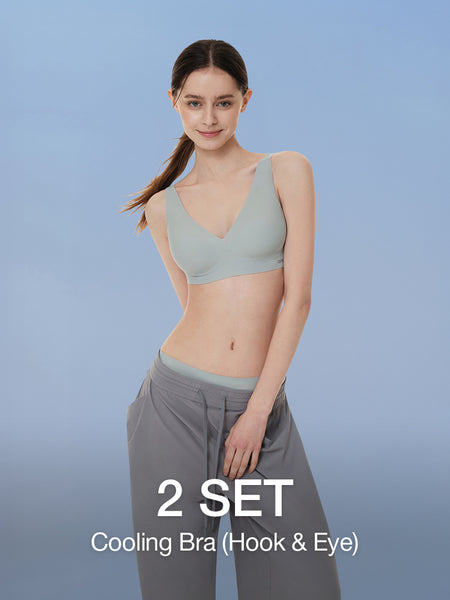 [2 SET] All-Day Fit Cooling Hook & Eye Bra (Built-In Pads)