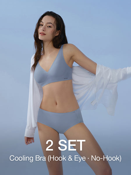[2 SET] All-Day Fit Cooling Bra (Hook & Eye · No-Hook)