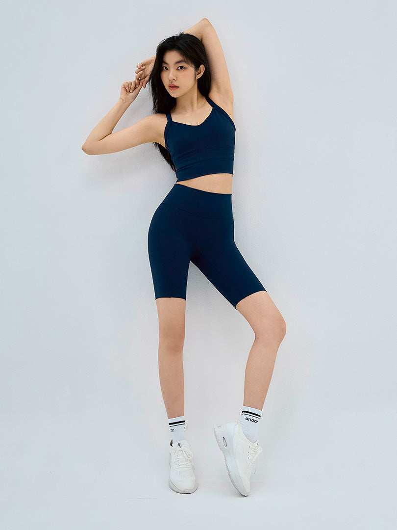 Airywin Pinstripe Biker Shorts with Pockets