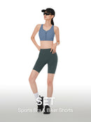 [SET] Running Biker Shorts & Racer back Front-Zip Bra