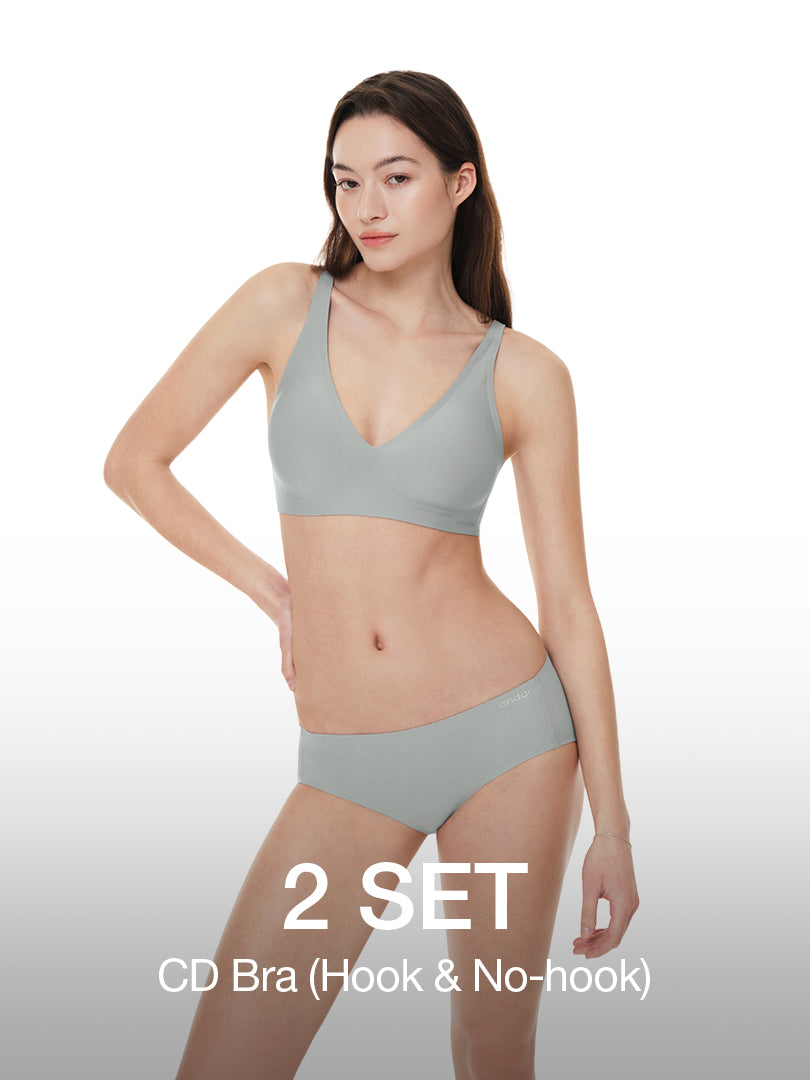 [2 SET] All-Day Fit C–D Cup Bra (Hook & No-hook)