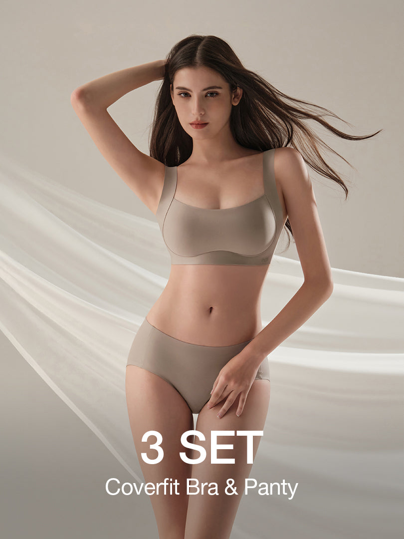 [3 SET] Coverfit Bra (Molded Cup, Hook & Eye) & Panty