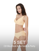 [5 SET] All-Day Fit C–D Cup Bra (Hook & No-hook) & Panty