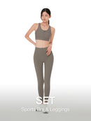 [SET] Running Pocket Leggings & Front-Zip Bra