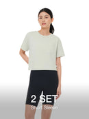 [2 SET] Stay-Cool Pocket Cropped Short Sleeve