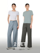 [2 SET] Airy Fit Wide Pants