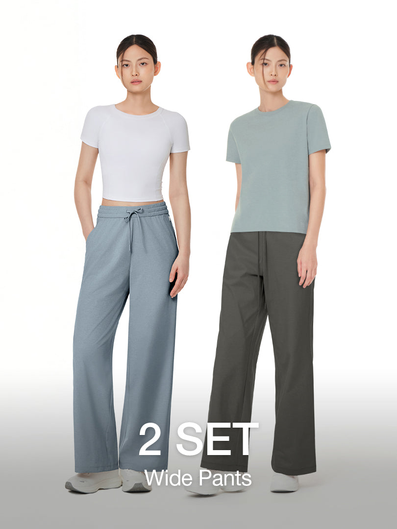 [2 SET] Airy Fit Wide Pants