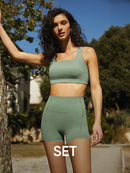 [SET] Airywin Square Neck Bra & Short Leggings