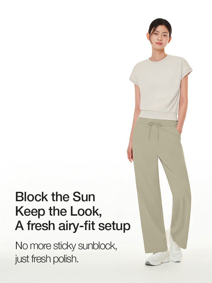 [SET] airy Fit Short Sleeve Sweatshirt & airy fit Wide Pants