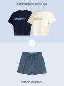 [3 SET] 2 Cottonlight Short Sleeve & 1 Airst 2 in 1 Shorts