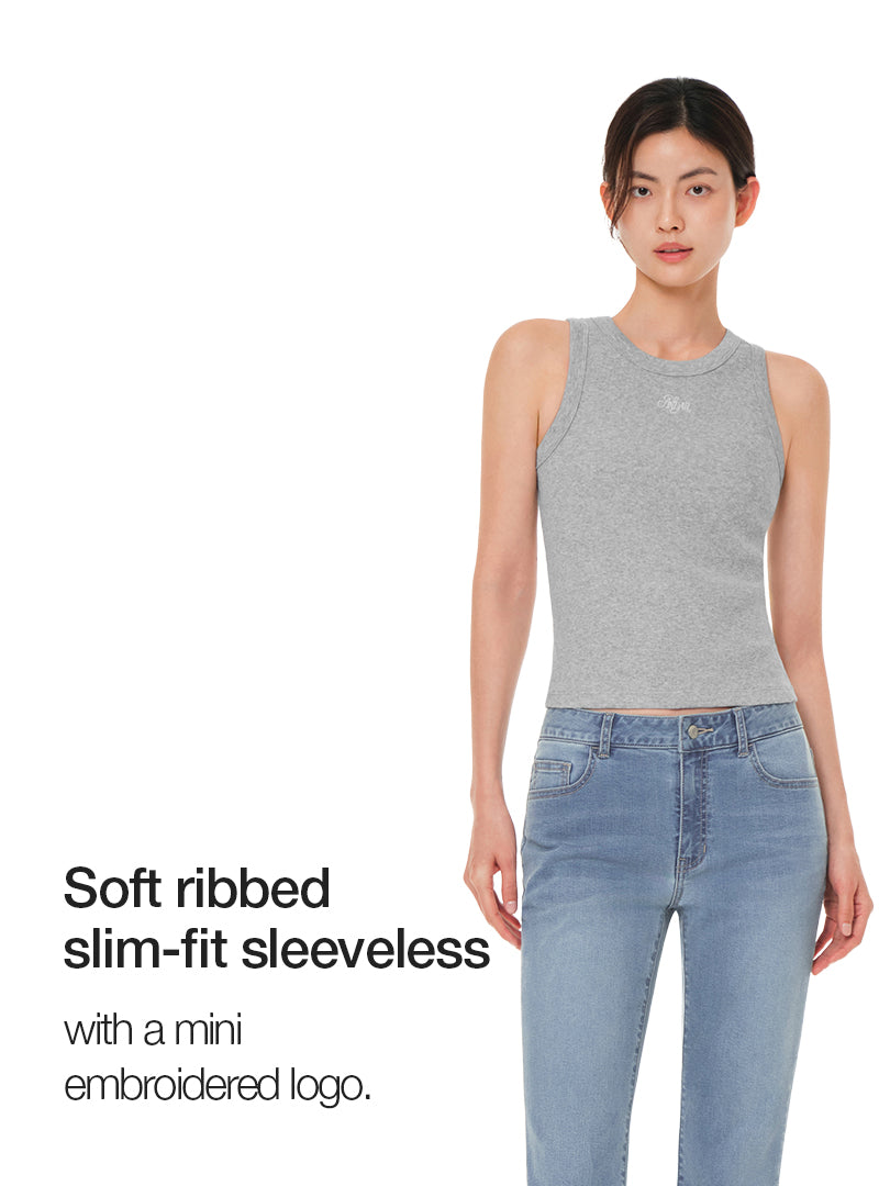 Embroidered Logo Ribbed Sleeveless