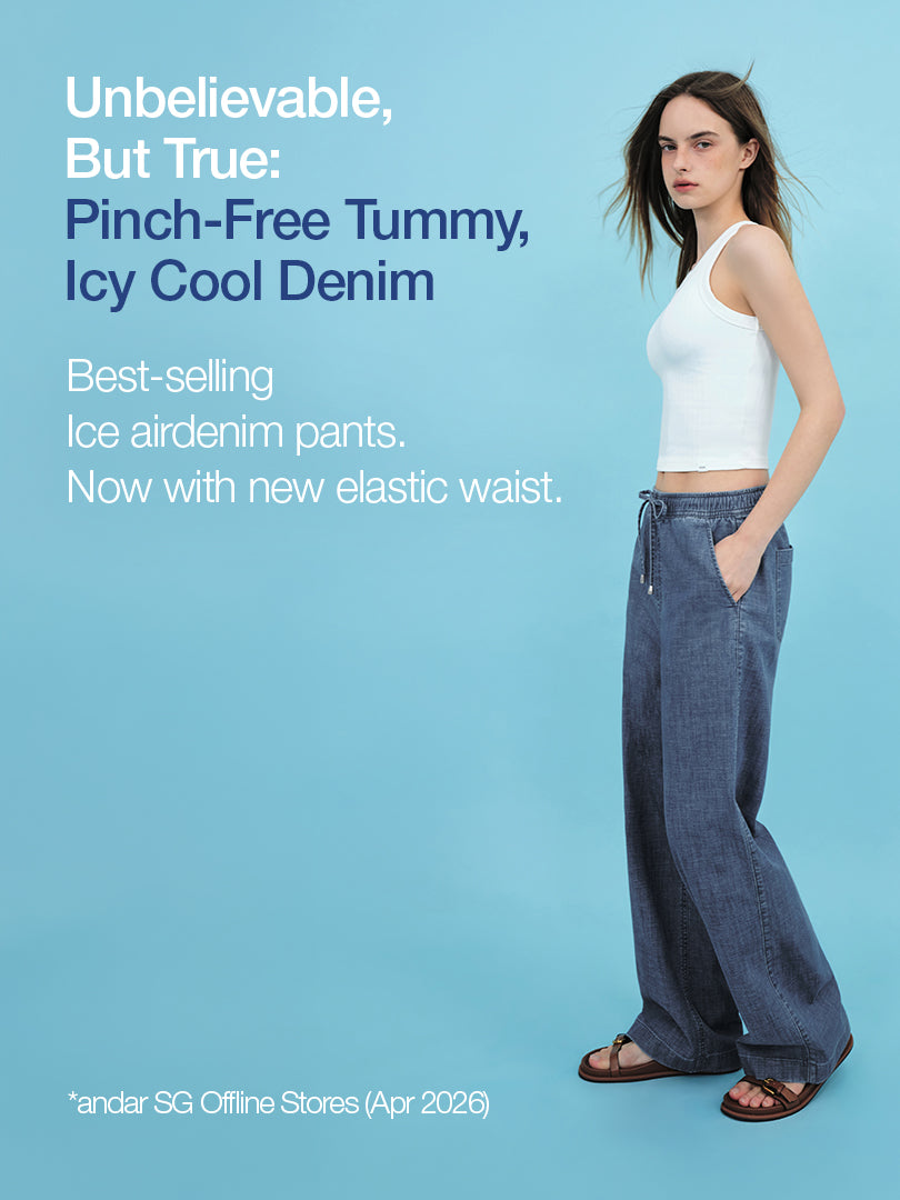 Ice airdenim Elastic Waist Wide Jeans & Free Gift: T-Shirt