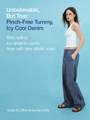 Ice airdenim Elastic Waist Wide Jeans & Free Gift: T-Shirt