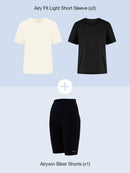 [3 SET] 2 Airy Fit Light Short Sleeves & 1 Airywin Biker Shorts
