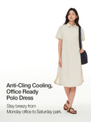 woven Breeze Polo Neck Maxi Dress