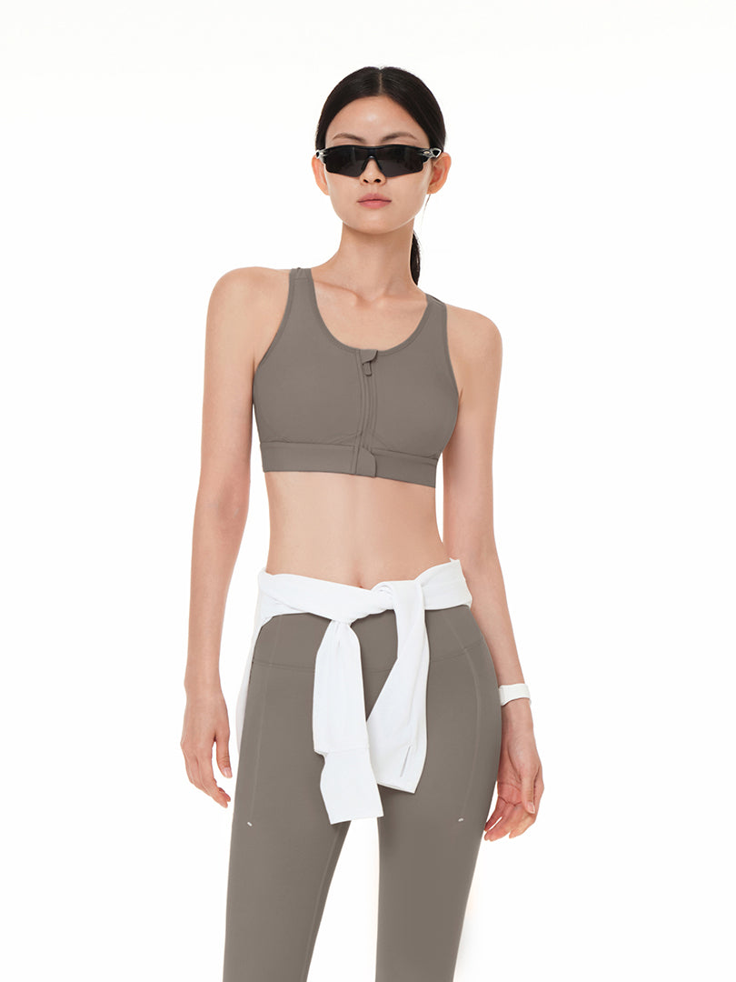 [SET] Running Pocket Leggings & Front-Zip Bra