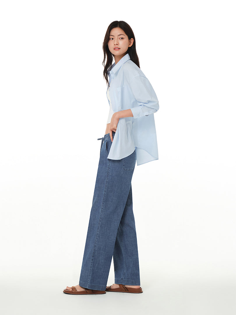 Ice Airdenim Elastic Waist Wide Jeans