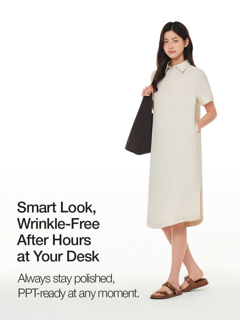 woven Breeze Polo Neck Maxi Dress