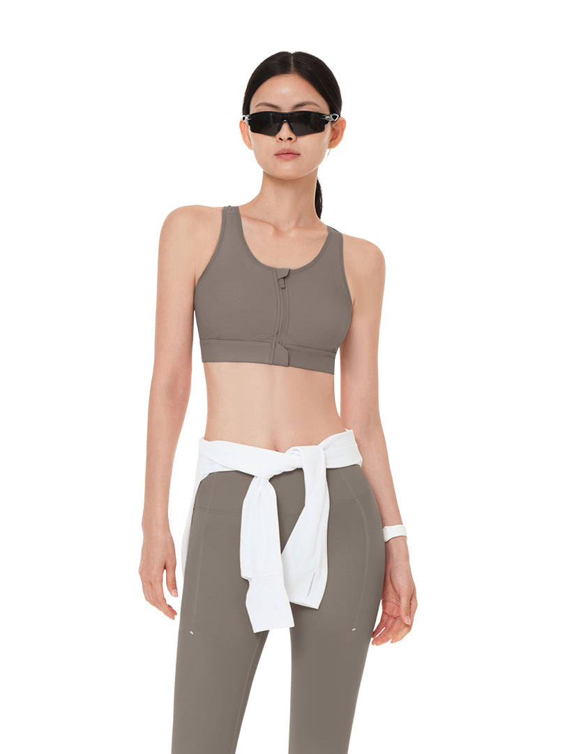 [SET] Running Pocket Leggings & Front-Zip Bra