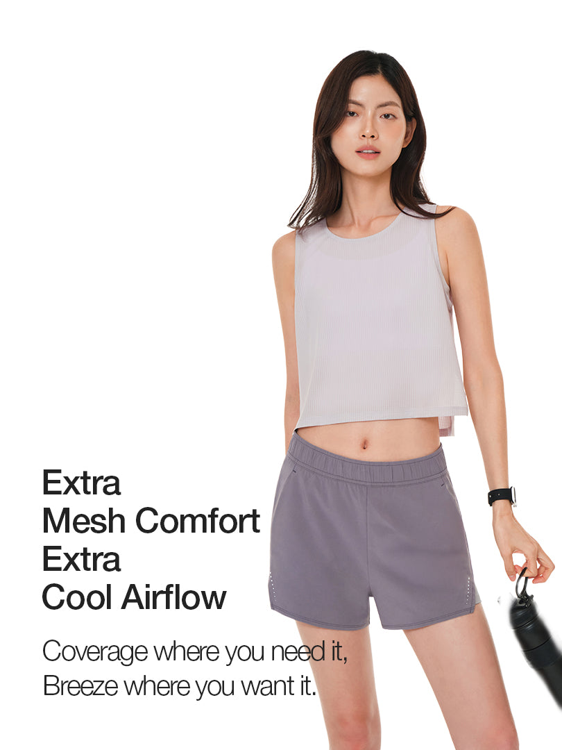 [2 SET] jacquard Mesh Cropped Sleeveless Cover-Up